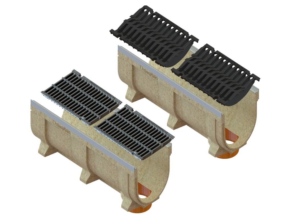 Лоток полимербетонный CompoMax Drive U DN300 h360 с выпуском